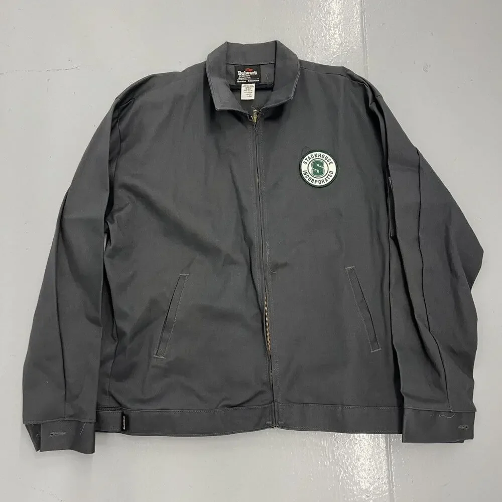 Vintage 90s Grey Canvas Cotton Boxy Workwear Mechanic Jacket
